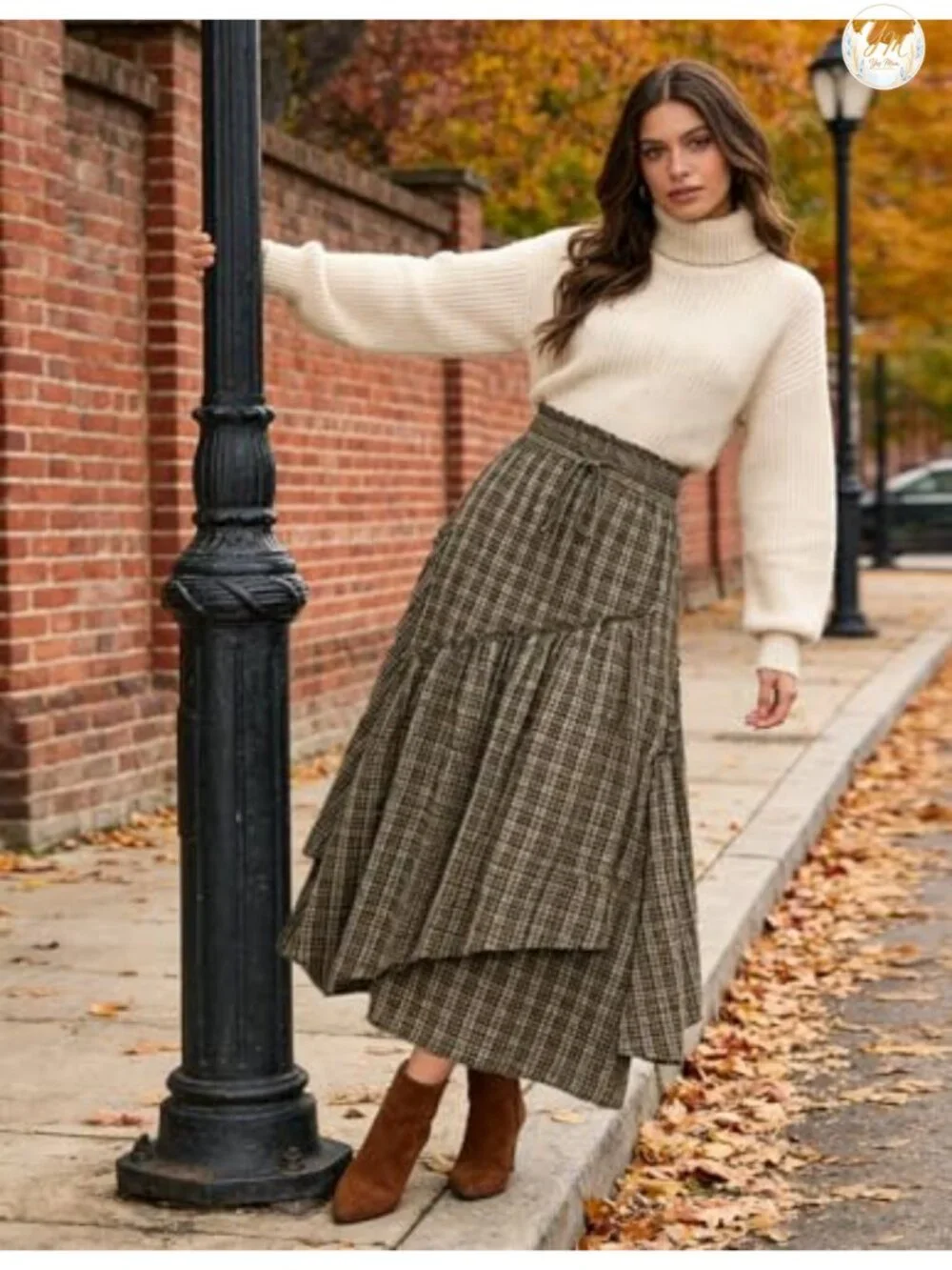 Flowy Asymmetrical Maxi Skirt with Pockets Double Layer Renaissance